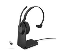 Jabra Evolve2 55 - Cuffie stereo wireless con supporto di ricarica, tecnologia AirComfort, microfoni con cancellazione del rumore e cancellazione attiva del rumore, certificazione MS Teams, funziona