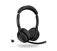 Jabra Evolve2 55 - Cuffie stereo wireless con tecnologia AirComfort, microfoni con cancellazione del rumore e cancellazione attiva del rumore, certificazione MS Teams, funziona con altre