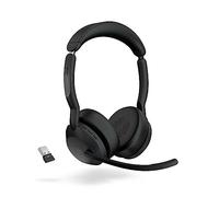 Jabra Evolve2 55 - Cuffie stereo wireless con tecnologia AirComfort, microfoni con cancellazione del rumore e cancellazione attiva del rumore, funzionano con piattaforme UC come Zoom e Google Meet,