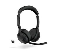 Jabra Evolve2 55 - Cuffie stereo wireless con tecnologia AirComfort, microfoni con cancellazione del rumore e cancellazione attiva del rumore, funzionano con piattaforme UC come Zoom e Google Meet,