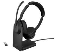 Jabra Evolve2 55 Cuffie wireless e cablate per call center con base di ricarica Nero