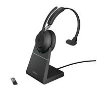 Jabra Evolve2 65 Auricolare Bluetooth Wireless con Microfono per Chiamate e Musica, Cuffie Monoorecchio con Adattatore USB-A e Supporto di Ricarica, Fino a 37 ore di Batteria, Funziona con Microsoft