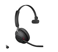 Jabra Evolve2 65 - Cuffie wireless Bluetooth con microfono per chiamate e musica, cuffie a orecchio singolo con adattatore USB-C, fino a 37 ore di batteria, funziona con Microsoft Teams, colore: nero