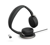 Jabra Evolve2 65 Flex UC Stereo Link 380 USB-A con base di ricarica Cuffie professionali, comode da trasportare e dotate di un'impareggiabile