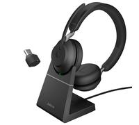 Jabra Evolve2 65 Stereo USB-C UC con supporto di ricarica Cuffie senza fili UC per PC e telefoni mobili con supporto di ricarica - ideali per