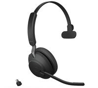 Jabra Evolve2 65 UC Cuffie Wireless con Link380c, Mono, Nero - Auricolare Bluetooth Wireless per Chiamate e Musica, 37 Ore di Durata della Batteria, Cuffie Passive Noise Cancelling