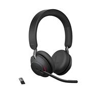 Jabra Evolve2 65 Wireless PC Headset - Noise Cancelling, Ottimizzato per Microsoft Teams, USB-A dongle, Nero, Stereo