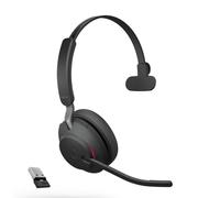 Jabra Evolve2 65 Wireless PC Headset - Noise Cancelling, Ottimizzato per Microsoft Teams, USB-A dongle, Nero, Mono