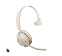 Jabra Evolve2 65 Wireless PC Headset - Noise Cancelling, Tutte le piattaforme, Dongle USB-C, Colore Beige, Mono