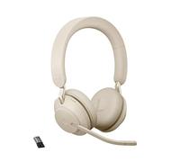 Jabra Evolve2 65 Wireless PC Headset - Noise Cancelling, Tutte le piattaforme, USB-A dongle, Colore Beige, Stereo