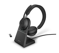 Jabra Evolve2 65 Wireless PC Headset with Charging Stand, Ottimizzato per Microsoft Teams, Dongle USB-A+supporto, Nero, Stereo