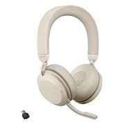 Jabra Evolve2 75 Cuffie Wireless per PC con 8 Microfoni - Cuffie stereo a doppia imbottitura con cancellazione attiva del rumore regolabile, adattatore Bluetooth USB-C e compatibilità UC - Beige