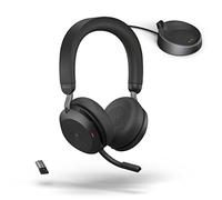 Jabra Evolve2 75 PC Wireless Headset with Charging Stand and 8-Mic Technology - Dual Foam Stereo Headphones with Advanced Active Noise Cancelling, USB-A Bluetooth Adapter and MS Compatibility - Black