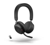 Jabra Evolve2 75 Wireless PC Headset with 8-Microphone Technology - Dual Foam Stereo Headphones, USB-A dongle, Ottimizzato per Microsoft Teams, Nero, Senza Supporto