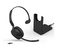 Jabra Evolve3 65 UC Mono USB-A con Base Auricolare Bluetooth mono UC con ANC adattivo, ClearVoice e base di ricarica, ideale per chiamate nitide che