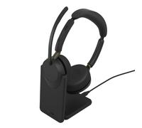 Jabra Evolve3 65 UC Estéreo USB-C con Base Cuffie Bluetooth stereo UC con ANC adattivo, ClearVoice e base di ricarica, progettate per garantire