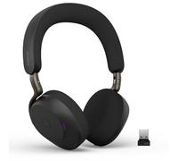 Jabra Evolve3 75 Cuffie On-Ear Wireless Bluetooth con Microfono per Lavoro, USB-A, AI Chiamate, Cancellazione Rumore Attiva Avanzata, 22h Batteria, Microsoft Teams Certificato, Nero