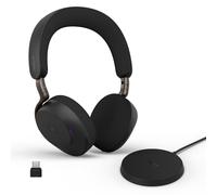 Jabra Evolve3 75, MS, Link390c, Black, WLC chrg Nero Adattatore USB-C + Supporto