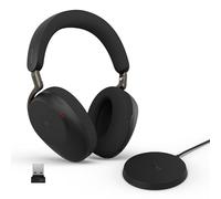 Jabra Evolve3 85 Cuffie Over-Ear Wireless Bluetooth con Microfono & Base di Ricarica per Lavoro, USB-A, AI Chiamate, ANC Adattiva, 25h Batteria, Microsoft Teams Certificato, Nero