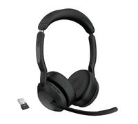 Auricolari Jabra Evolve2 55 wireless Bluetooth con Cancellazione Attiva Rumore, Microfono e base di ricarica, neri