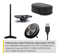 Jabra PanaCast Meet Anywhere+ Kit per videoconferenze, Webcam Panoramic-4K 180°, PC/MAC, Ottimizzato per Microsoft Teams, Nero, Pacchetto webcam + altoparlante + accessori