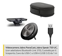 Jabra PanaCast Meet Anywhere Sistema per videoconferenze, PC/MAC, Tutte le piattaforme, Nero, Pacchetto webcam + altoparlante