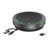 Jabra Speak2 75 Vivavoce Bluetooth senza fili per lavoro e musica, 4 microfoni a cancellazione di rumore, altoparlanti da 65 mm, Nuova funzione di collegamento, USB-A, Google Meet, Grigio scuro