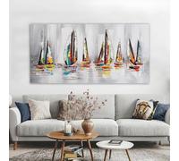 JACBON Astratta Barca Nave Poster Barca a vela Pittura Stampa su tela Immagine della parete per soggiorno Decorazione domestica moderna 70x140 cm Senza cornice