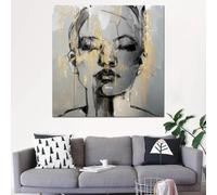 JACBON Dipinti su tela Ritratto Poster Donne in bianco e nero Stampe moderne di arte della parete per la decorazione del soggiorno 80x80 cm senza cornice