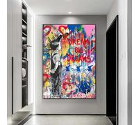 JACBON Dipinto su tela Banksy, moderno, ispiratore, pop street, graffiti, quadri murali, per la decorazione della casa, del soggiorno, 30x45 cm (12x18 pollici) Cornice interna