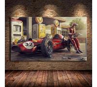JACBON Poster di auto d'epoca Ferraris Classic Racing F1 Race Car Stampa artistica da parete Immagine su tela Dipinto per soggiorno Decorazione 60x120cm (24x47 pollici) Cornice interna