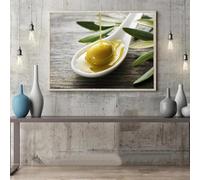 JACBON Poster e stampe vintage con olive verdi e piante naturali, su tela, per la decorazione della sala da pranzo del ristorante, 70x100 cm (28x39 pollici), senza cornice