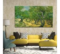 JACBON Riproduzione di Ulivo di Vincent Van Gogh, dipinto a olio su tela, quadri da parete per soggiorno, decorazione per la casa, 50x100 cm (20x39 pollici), cornice interna.