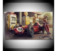 JACBON Stampa artistica da parete, poster di auto d'epoca, Ferrari, auto da corsa classica di F1, dipinto su tela, pronto per essere appeso, 30x60 cm (12x24 pollici) con cornice interna