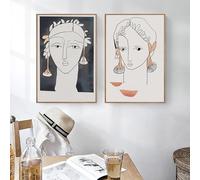 JACBON Stampa artistica su tela, stile minimalista, con ragazza nordica astratta, stile vintage, per la decorazione della parete del soggiorno, 40x60 cm, cornice interna 2