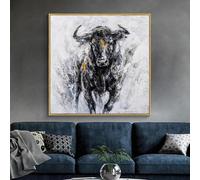 JACBON Stampa su tela astratta, poster e stampe di dipinti a olio su tela, raffiguranti toro, corrida, bestiame, decorazione da parete per soggiorno, ufficio, 60x60 cm (24x24 pollici), senza cornice.