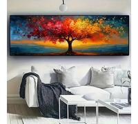 JACBON Stampa su tela extra-large con albero della vita - Arte da parete astratta per la decorazione domestica moderna, motivi geometrici, per soggiorno, 70x210 cm senza cornice