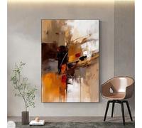 JACBON Stampe artistiche da parete con texture bianca, quadri astratti marroni, grandi quadri moderni su tela arancione per soggiorno 50x70 cm (20x28 pollici) senza cornice