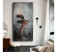 JACBON Stampe su tela da parete astratta, ragazza che balla, dipinto a olio, elegante ballerina, grandi stampe per l'arredamento del soggiorno, 55x110 cm (21x43 pollici), senza cornice