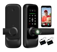 Jacchozhi Smart Lock con riconoscimento facciale, fotocamera 3 in 1+campanello+maniglia per porta d'ingresso senza chiave, vena del palmo, impronte digitali, tastiera, manopola elettronica WiFi per