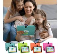 Jacenvly2024New Kids Tablet7-Inch WiFi Bluetooth Android Learning Machine with Dual Cameras Pink Compatible with Parent-Child Gift