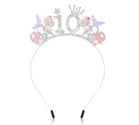 Jaciya Fascia per capelli a forma di sirena, con strass, color argento, decorazione per il 10° compleanno, per ragazza, sirena, decorazioni per compleanni, code di sirena per ragazze, bomboniere