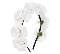 Jaciya Fascia per capelli con fiori bianchi per donne e ragazze, elegante accessorio per capelli floreale, per matrimoni, compleanni, addio al nubilato, feste in spiaggia