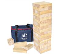JacJoe All Pro Jumbo torre di legno con dadi e con borsa per il trasporto, classici giochi impilabili 54 pezzi blocchi di costruzione per interni/esterni (fino a oltre 150 cm)