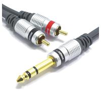 Jack 6.3mm Stereo a RCA Cavo 1.5m 2RCA Phono a Jack 6.3 TRS Connettore