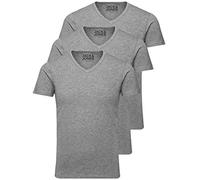 Jack and Jones - Maglietta da uomo basic con scollo a V, confezione da 3, tinta unita, slim fit, in bianco, nero, blu, grigio, grigio., M
