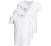 Jack and Jones - Maglietta da uomo basic con scollo a V, confezione da 3, tinta unita, slim fit, in bianco, nero, blu, grigio, bianco, M
