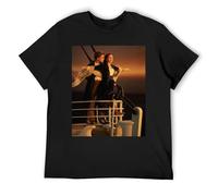 Jack and Rose Titanic Bold Typography T-Shirt Statement Print Cotone Manica Corta per Urban Style, Nero , M