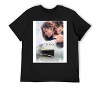 Jack and Rose Titanic - Maglietta aderente in cotone elasticizzato, a maniche corte, per donne e uomini, Nero , XXL