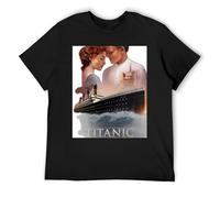 Jack and Rose Titanic - Maglietta in cotone con stampa originale del Titanic, a maniche corte, per iniziare una conversazione, Nero , XL